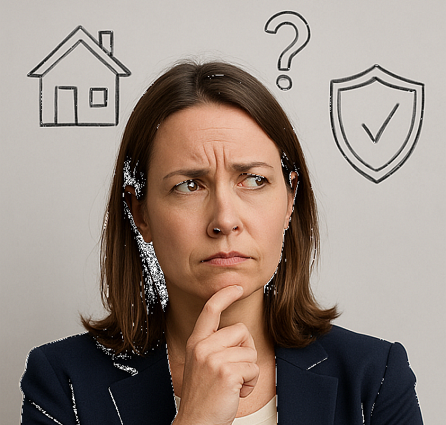 Confused by life insurance — thoughtful adult looking at icons